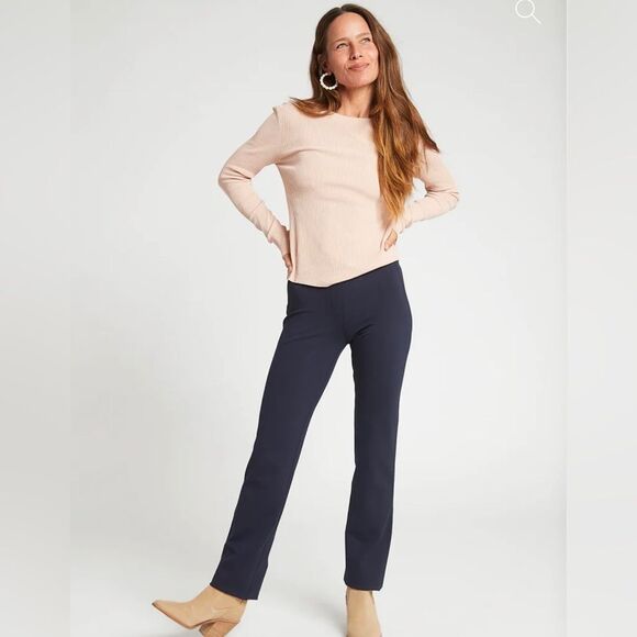 Betabrand Zip Front Pockets Dress Pant Yoga Pants Straight-Leg